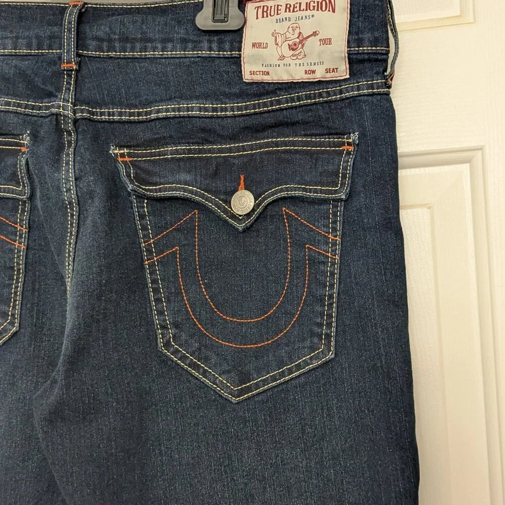 True Religion Men's Geno Relaxe Slim Jeans Size 36 Blue .